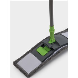 Швабра для мытья пола плоская Доляна, насадка из микрофибры 42×12 см, телескопическая ручка 73-124 см