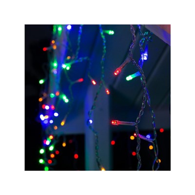 Гирлянда «Бахрома» 3×0.6 м, IP44, УМС, прозрачная нить, 160 LED, свечение мульти, 220 В