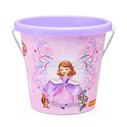 Набор Disney «София Прекрасная» №2: ведро большое с наклейкой, ситечко большое №3, лопата №6, грабли №6, формочки (мороженое + пирожок + крендель + рогалик)