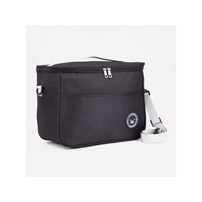 Термосумка на молнии, объём 12.5 л, наружный карман, регулируемый ремень, чёрная