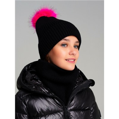 Комплект трикотажный для девочек: шапка, снуд