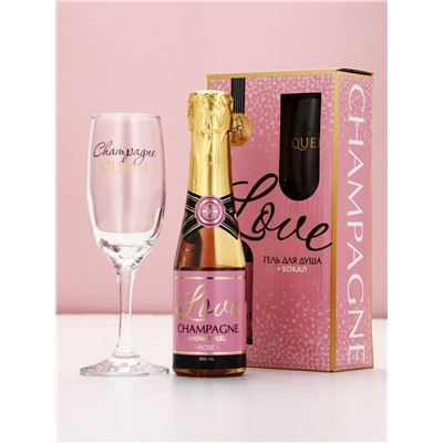 Подарочный набор LOVE, гель для душа и бокал для шампанского, Чистое Счастье