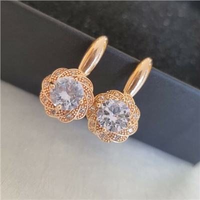 Серьги ювелирная бижутерия коллекция "Дубай" покрытие: позолота, вставка: камень, цвет: прозрачный, 94007, арт. 216.354