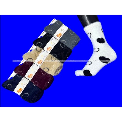 3 ПАРЫ - Ecosocks носки женские ангора НОРКА СЕРДЦЕ высокие арт. 6621