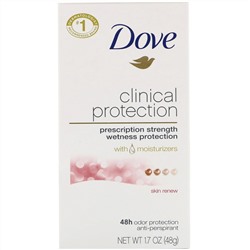 Dove, Clinical Protection, дезодорант-антиперспирант, «Обновление кожи», 48 г (1,7 унции)