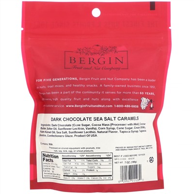 Bergin Fruit and Nut Company, Черный шоколад и карамель с морской солью, 198 г (7 унций)