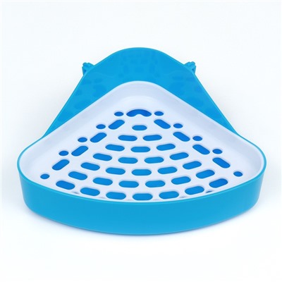 Туалет для кроликов и хорьков, 24×18×11 см, угловой, пластик, синий