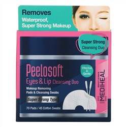 Mediheal, Peelosoft Eyes & Lip Cleansing Duo, 70 Pads / 45 Cotton Swabs