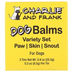 Charlie & Frank, Набор бальзамов для собак (лапы, кожа, нос), 3 баночки, 8,5 г (0,3 унции) каждая