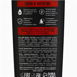 Гель для душа бодрящий For men, сила и энергия, 400 мл, BONAMI