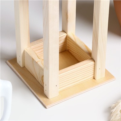 Кашпо для цветов «Фонарик», 24×11×11 см, деревянное, ручка - верёвка