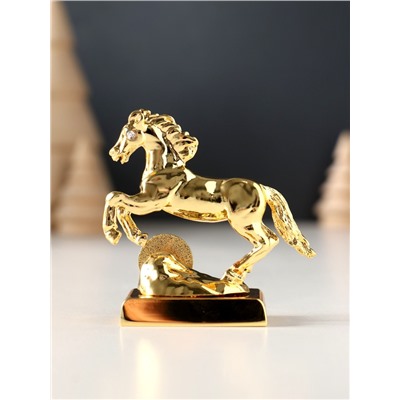 Фигурка металл «Лошадь» с монеткой и пожеланием «Счастья», 6×2.5×6 см