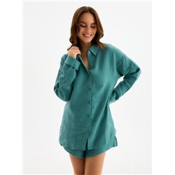 Пижама женская (рубашка, шорты) KAFTAN Basic, размер 44-46, зелёная