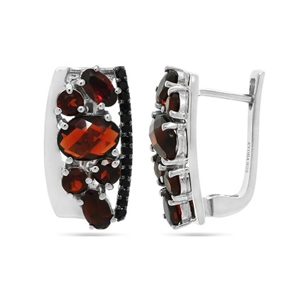 Серьги из серебра гранат, шпинель, Изобилие