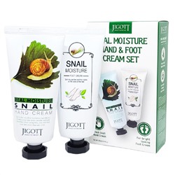 Jigott Набор кремов для рук и ног с экстрактом слизи улитки / Real Moisture Snail Hand & Foot Set, 100 мл x 2