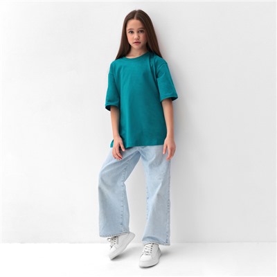 Футболка детская MINAKU: Basic line, бирюзовая, рост 122 см