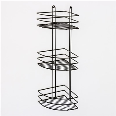 Полка для ванной угловая 3-ярусная, 20×20×66 см, чёрная