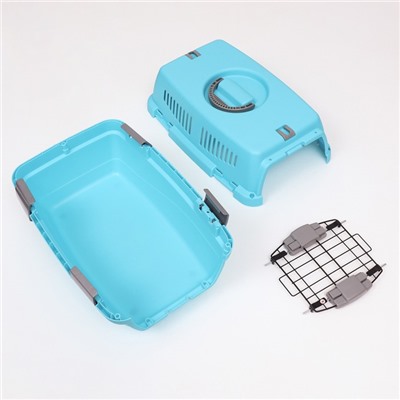 Переноска для животных «Неон», 48×32×29.5 см, вес до 12 кг, пластик, голубая