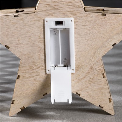 Светодиодная фигура «Звезда с оленем» 21×21×5 см, дерево, батарейки АААх2 (не в комплекте), свечение тёплое белое