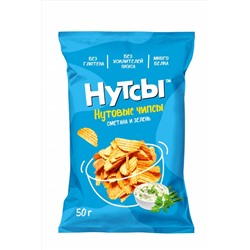 Чипсы нутовые Сметана и зелень "Нутсы" безглютеновые 50г ЭКОПРОДУКТЫ, 1185156
