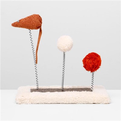 Игрушка для кошек с 3 дразнилками и когтеточкой, 27×15.5×25 см, микс цветов