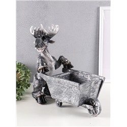Фигура-подставка для мелочей полистоун «Лось с тележкой», 36×46×21х см