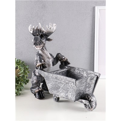 Фигура-подставка для мелочей полистоун «Лось с тележкой», 36×46×21х см