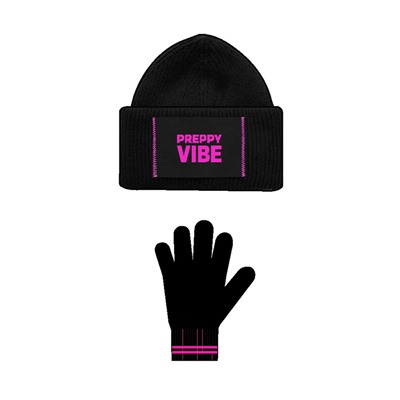 Комплект трикотажный для девочек: шапка, перчатки