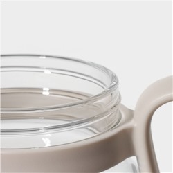 Кружка «Бьорн», 850 мл, с крышкой и трубочкой, стекло, бежевая