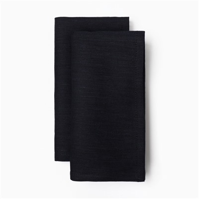 Набор салфеток «Этель» Black, 40×40 см - 2 шт., 100% лён, чёрный