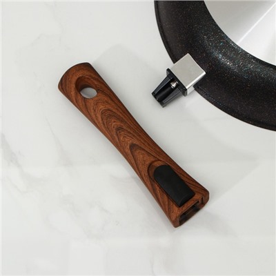Сковорода KUKMARA Granit ultra blue, d=28 см, съёмная ручка, антипригарное покрытие, алюминий, чёрная
