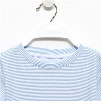 Футболка детская в полоску KAFTAN Basic line, размер 34 (122-128 см), голубой/белый