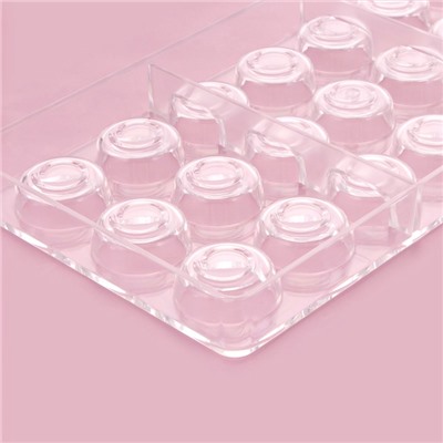 Форма для конфет и шоколада KONFINETTA «Тоффи. Круг», 27.5×17.5×2.5 см, 21 ячейка 2.5×1.5 см, прозрачная