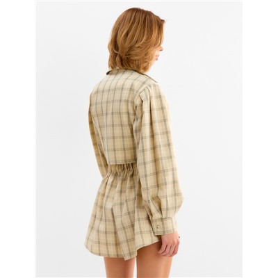 Костюм женский (блузка, шорты) MINAKU: Casual Collection, бежевая клетка, размер 42