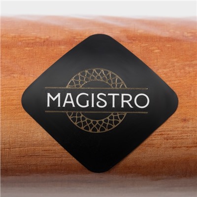 Скалка вращающаяся Magistro, дерево, 43×4 см, рабочая часть 23 см, с фигурными ручками