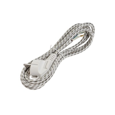 Шнур сетевой в тканевой оплетке с заземлением, 1.8 м, 2200 Вт, 3×0.75 мм²