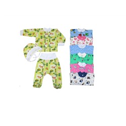 Комплект (кофта, ползунки короткие Евро на поясе и чепчик) (Ф3ПрР)