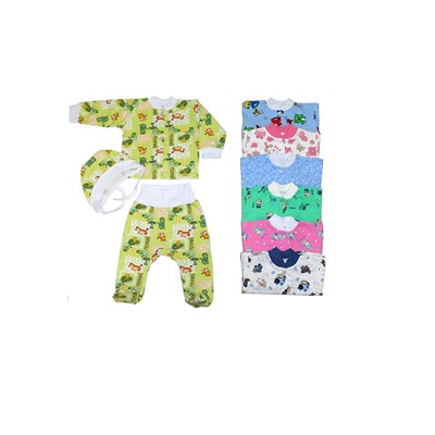 Комплект (кофта, ползунки короткие Евро на поясе и чепчик) (Ф3ПрР)