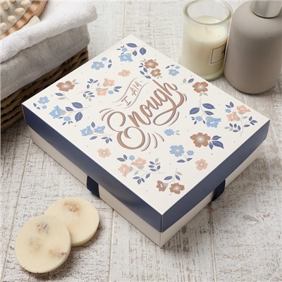 Салфетки махровые «Этель. Голубые цветы», 5 шт., 30×30 см, хлопок 100%, бежевые/коричневые