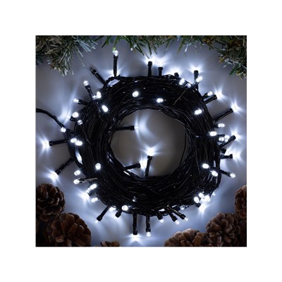 Гирлянда «Нить» 10 м, IP20, тёмная нить, 100 LED, 8 режимов, 220 В, свечение белое