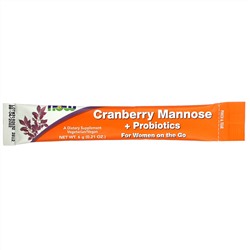 Now Foods, клюква, манноза и пробиотики, для женщин, в компактной упаковке, 24 пакета по 6 г (0,21 унции) каждый