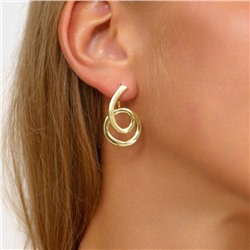 Комплект ювелирной бижутерии Итальянское золото (покрытие желтое 14к)в геометрическом стиле, серьги крупные, кулон и кольцо 18 р, покрытие позолота, Уценка, арт. 08.1866