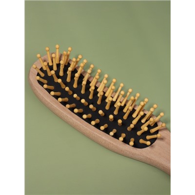 Расчёска массажная, деревянная, 5×22 см, цвет «светлое дерево»