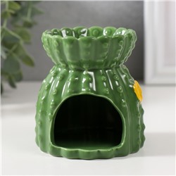 Аромалампа для эфирных масел «Кактус с цветочками», керамика, 8×8×8.5 см