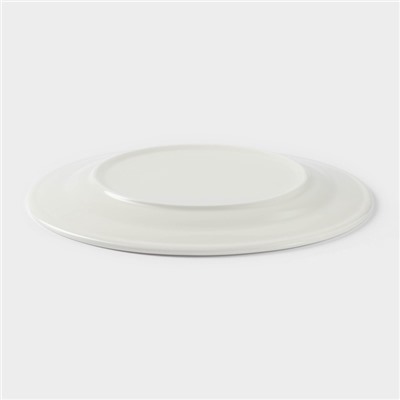 Тарелка Доляна White Label, 300 мл, d=22.5 см, с утолщённым краем, фарфор, белая