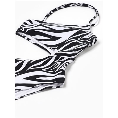 Купальный костюм слитный с разрезом MINAKU, размер 42, с принтом зебра