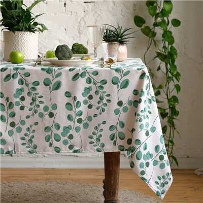 Скатерть Доляна «Эвкалипт» 149×110 см, 100% хлопок, рогожка 164 г/м²