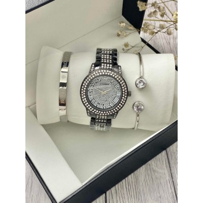 Подарочный набор для женщин часы, 2 браслета + коробка #22864434