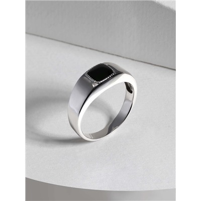 Печатка из серебра с нат.ониксом родированная 925 пробы 3102023р