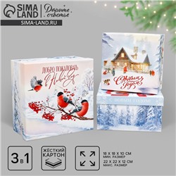 Набор подарочных коробок 3 в 1 «Новогодняя сказка», 18 × 18 × 10 – 22 × 22 × 12 см